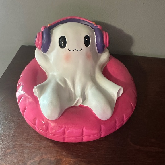HERE LIES SUMMER GHOST WITH HEADPHONES ON FLOATY SUMMERWEEN DECOR - Picture 1 of 6